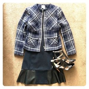 Zip front tweed jacket. Dress up or down.